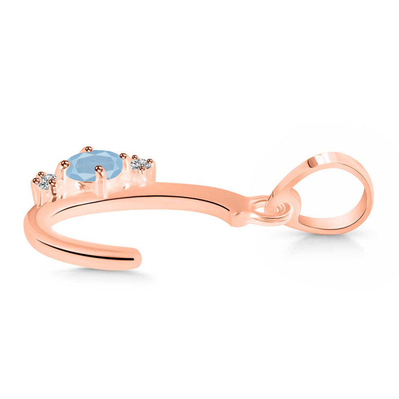 Aquamarine & White Topaz Alphabet C Pendant AQM-RDA-3.