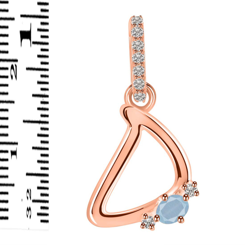 Aquamarine & White Topaz Alphabet D Pendant AQM-RDA-30.
