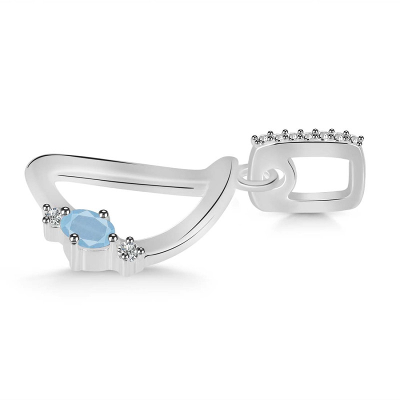 Aquamarine & White Topaz Alphabet D Pendant