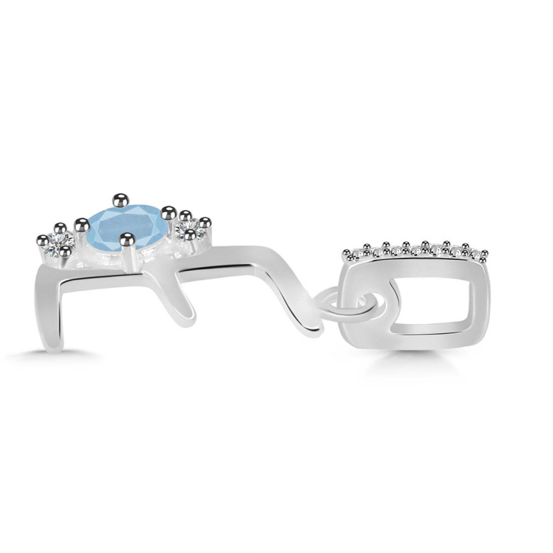 Aquamarine & White Topaz Alphabet E Pendant