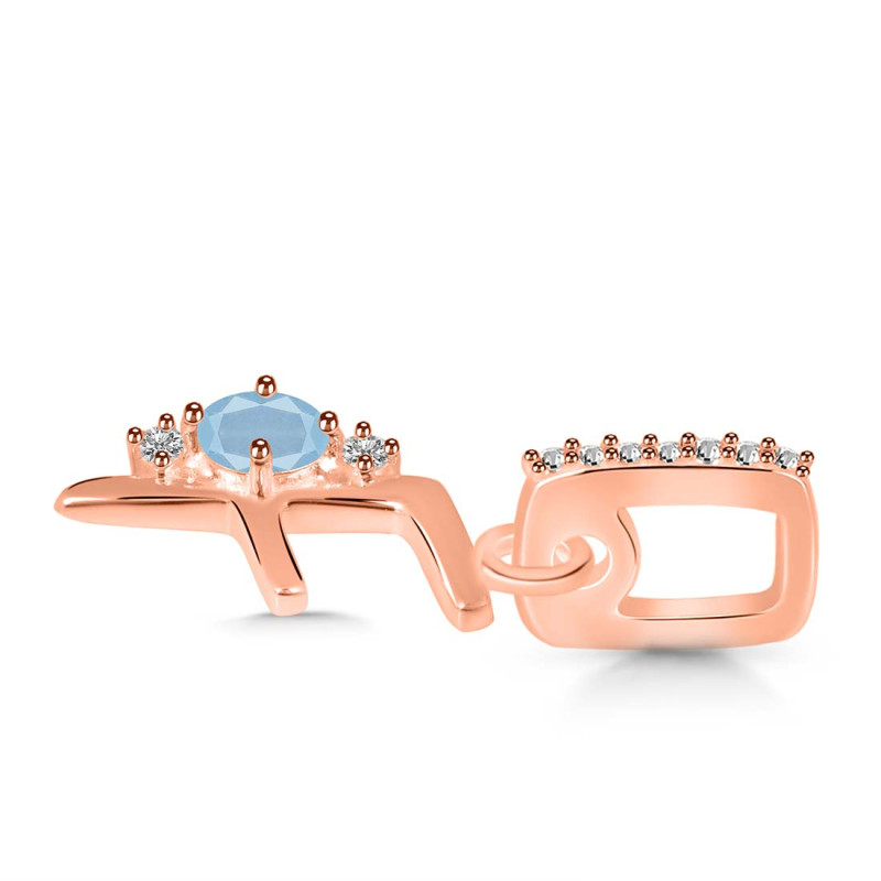 Aquamarine & White Topaz Alphabet F Pendant AQM-RDA-32.
