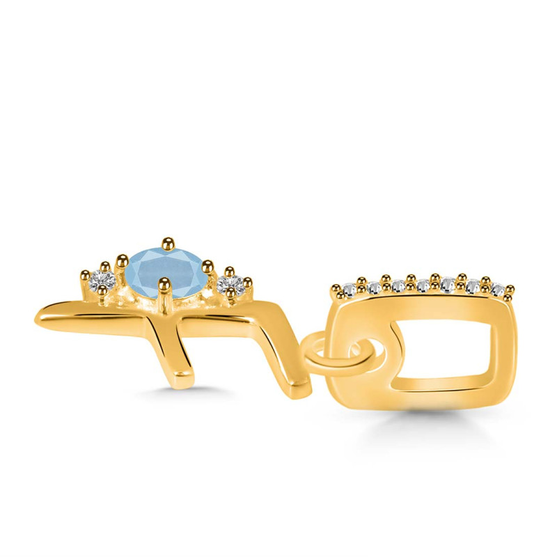 Aquamarine & White Topaz Alphabet F Pendant AQM-RDA-32.