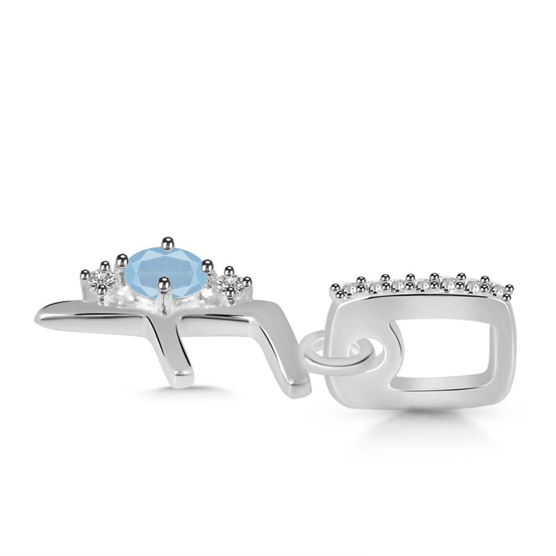 Aquamarine & White Topaz Alphabet F Pendant