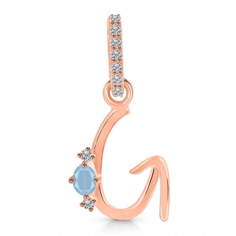 Aquamarine & White Topaz Alphabet G Pendant AQM-RDA-33.