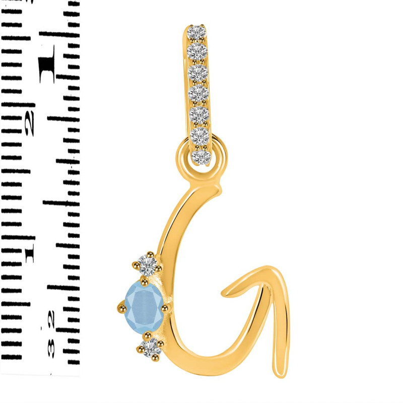 Aquamarine & White Topaz Alphabet G Pendant AQM-RDA-33.