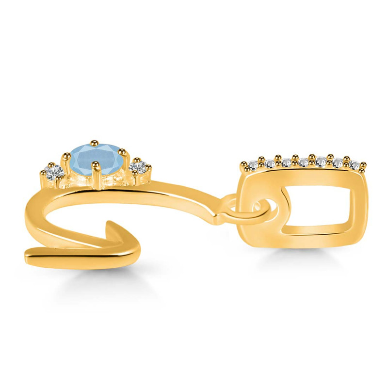 Aquamarine & White Topaz Alphabet G Pendant AQM-RDA-33.