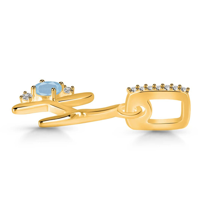 Aquamarine & White Topaz Alphabet H Pendant AQM-RDA-34.