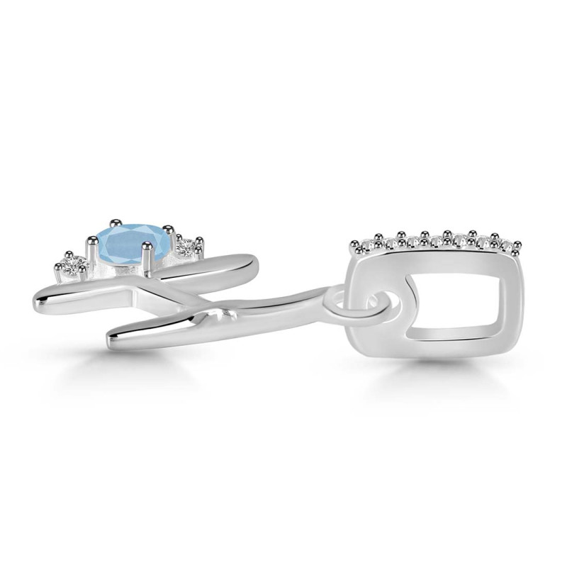 Aquamarine & White Topaz Alphabet H Pendant