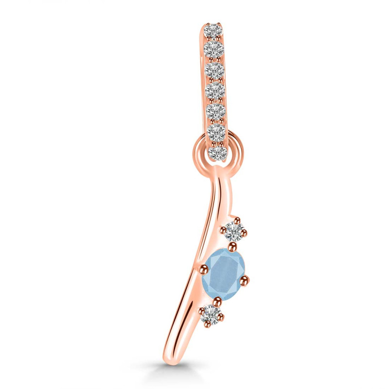 Aquamarine & White Topaz Alphabet I Pendant AQM-RDA-35.