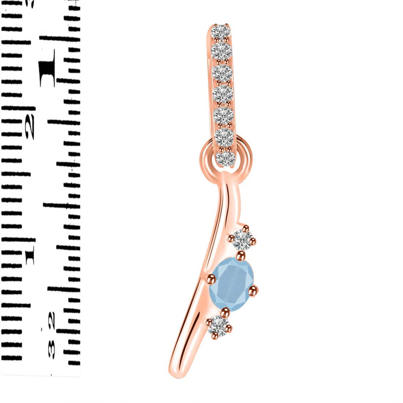 Aquamarine & White Topaz Alphabet I Pendant AQM-RDA-35.