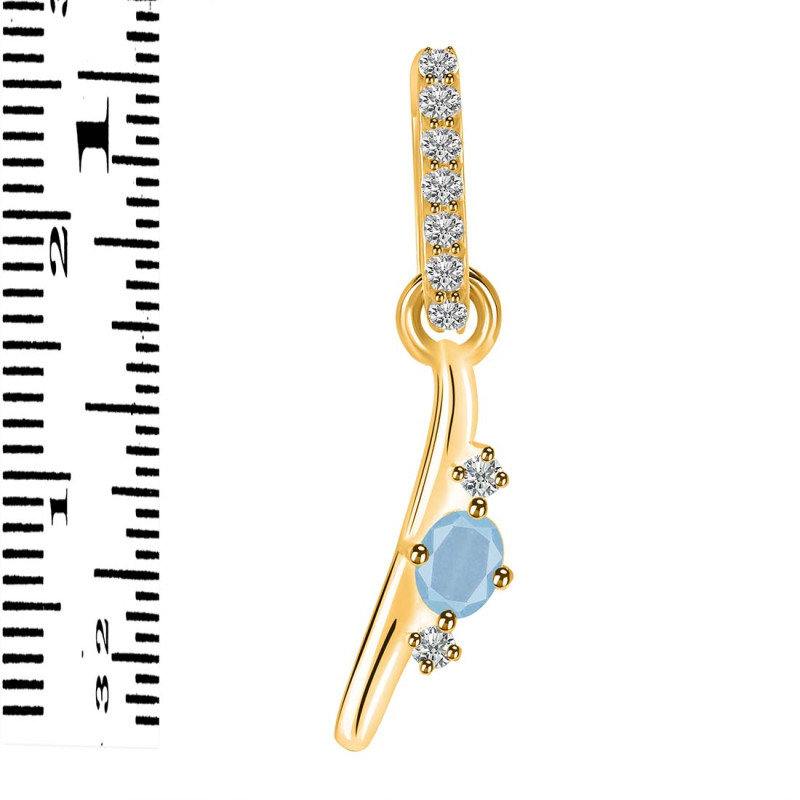 Aquamarine & White Topaz Alphabet I Pendant AQM-RDA-35.