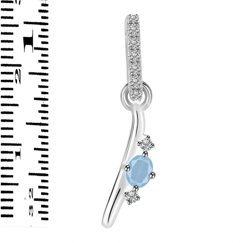 Aquamarine & White Topaz Alphabet I Pendant AQM-RDA-35.