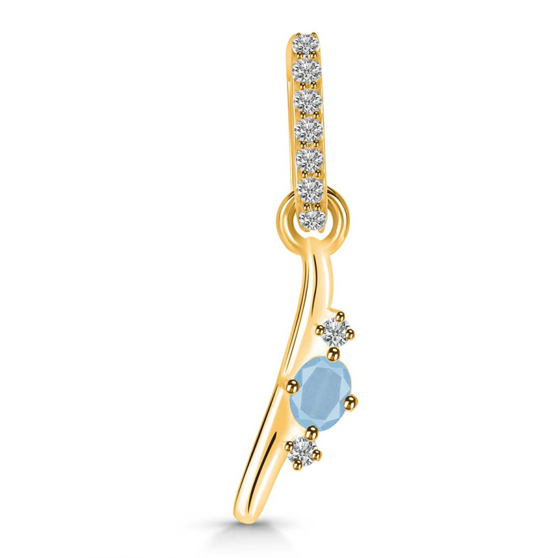 Aquamarine & White Topaz Alphabet I Pendant AQM-RDA-35.