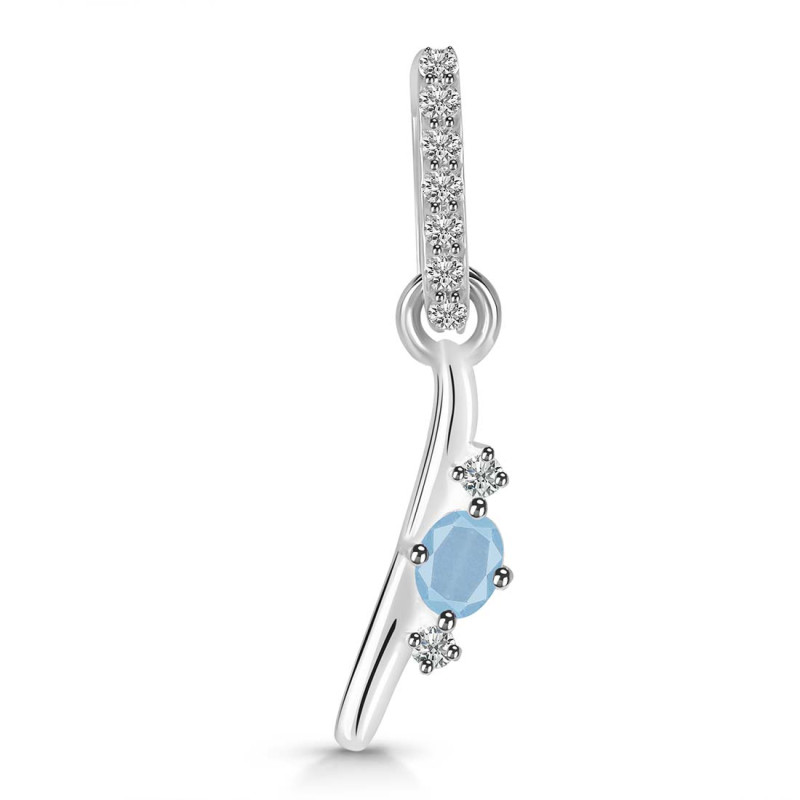 Aquamarine & White Topaz Alphabet I Pendant AQM-RDA-35.