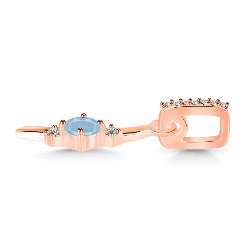 Aquamarine & White Topaz Alphabet I Pendant AQM-RDA-35.