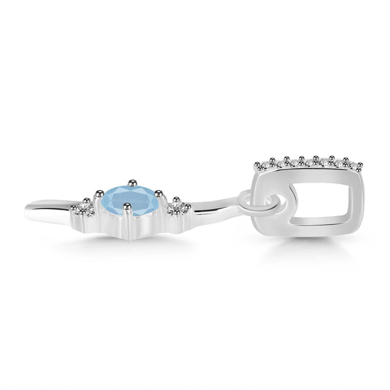 Aquamarine & White Topaz Alphabet I Pendant