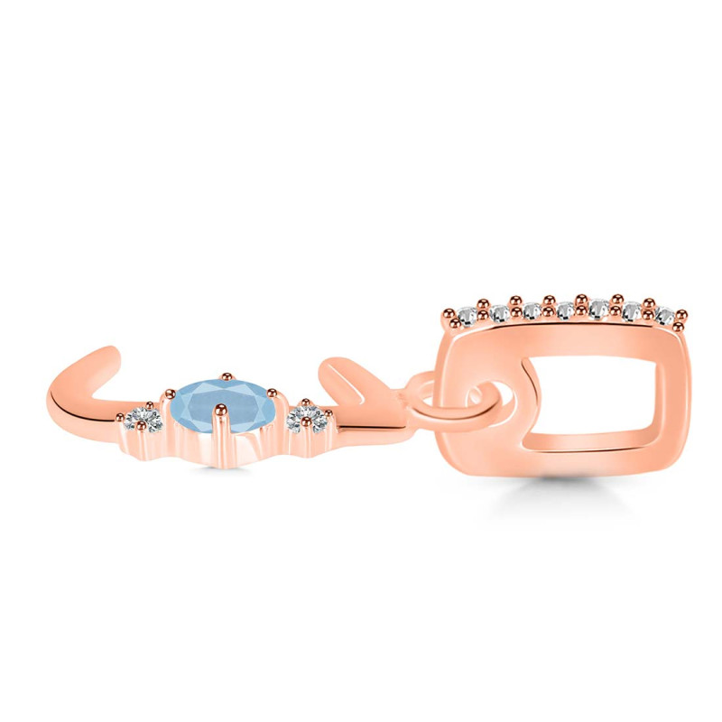 Aquamarine & White Topaz Alphabet J Pendant AQM-RDA-36.