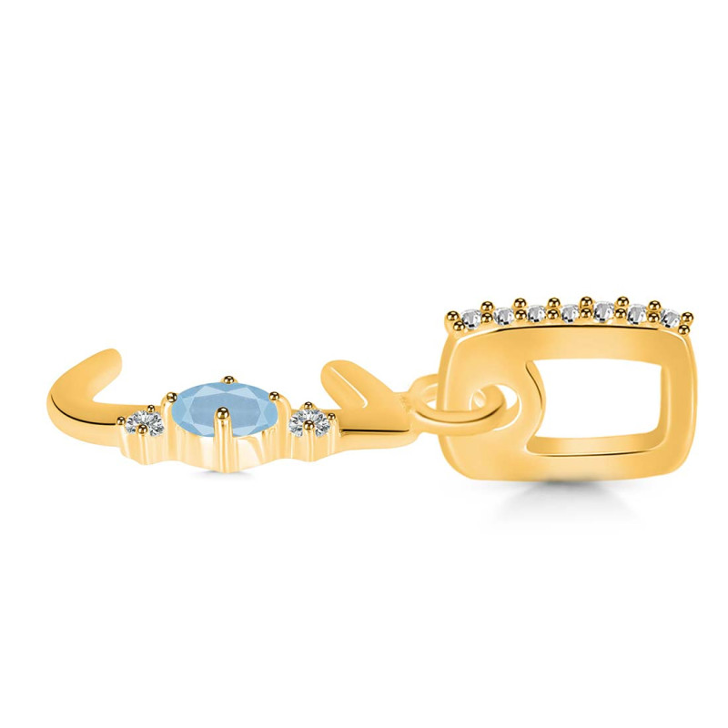 Aquamarine & White Topaz Alphabet J Pendant AQM-RDA-36.