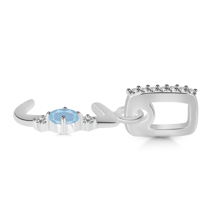 Aquamarine & White Topaz Alphabet J Pendant