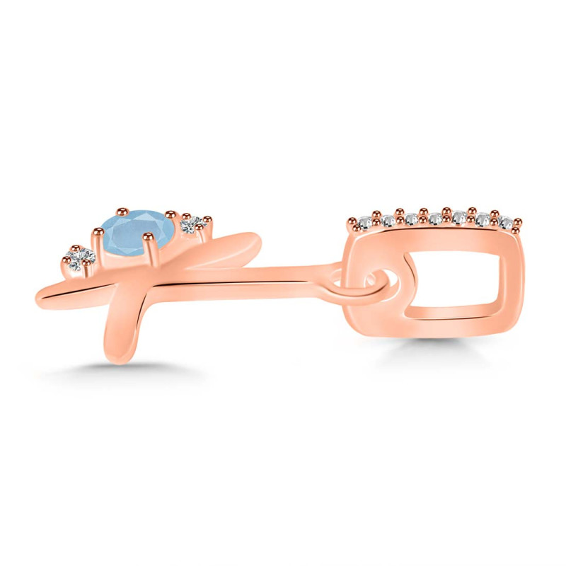 Aquamarine & White Topaz Alphabet K Pendant AQM-RDA-37.