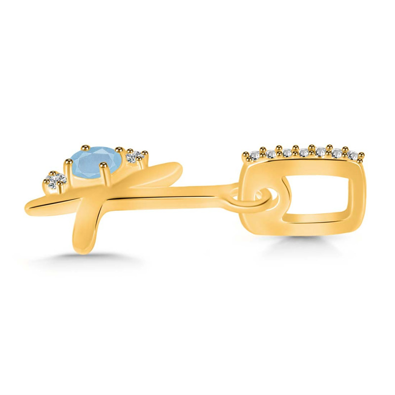 Aquamarine & White Topaz Alphabet K Pendant AQM-RDA-37.