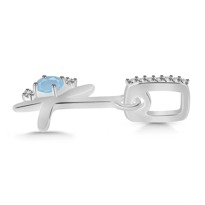 Aquamarine & White Topaz Alphabet K Pendant