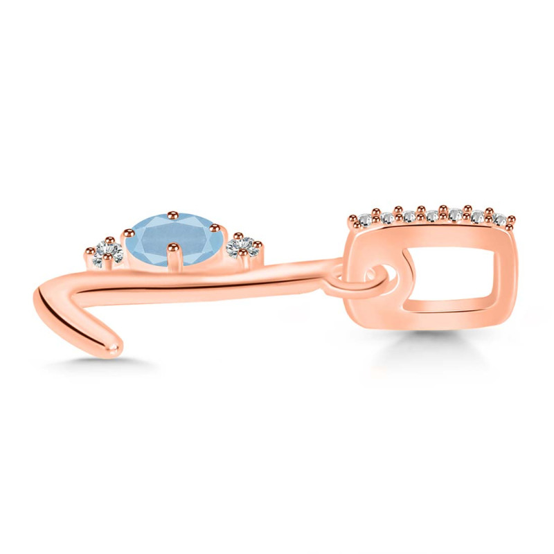 Aquamarine & White Topaz Alphabet L Pendant AQM-RDA-38.