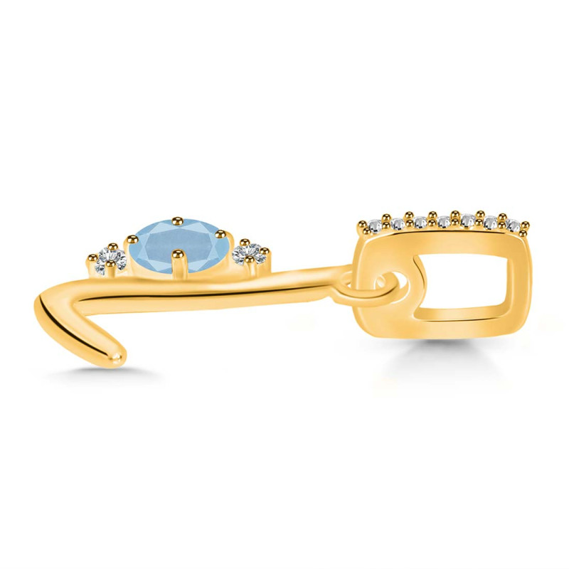 Aquamarine & White Topaz Alphabet L Pendant AQM-RDA-38.