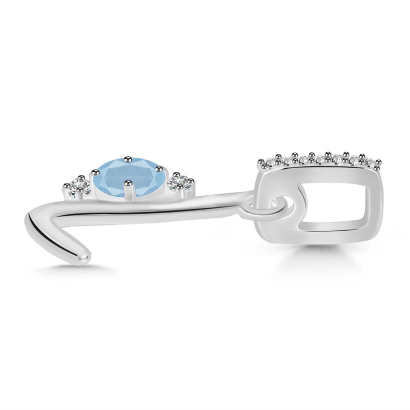 Aquamarine & White Topaz Alphabet L Pendant