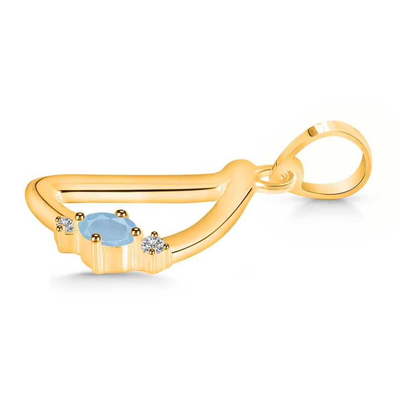 Aquamarine & White Topaz Alphabet D Pendant AQM-RDA-4.
