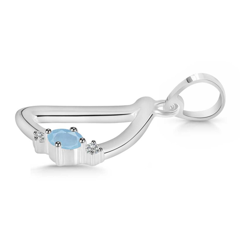 Aquamarine & White Topaz Alphabet D Pendant
