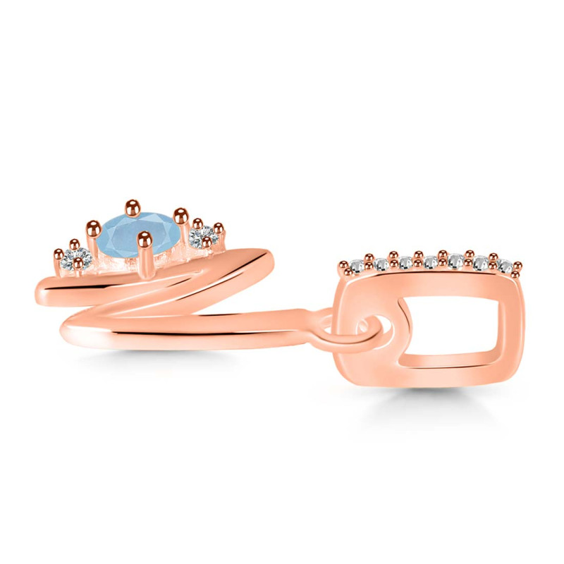 Aquamarine & White Topaz Alphabet N Pendant AQM-RDA-40.