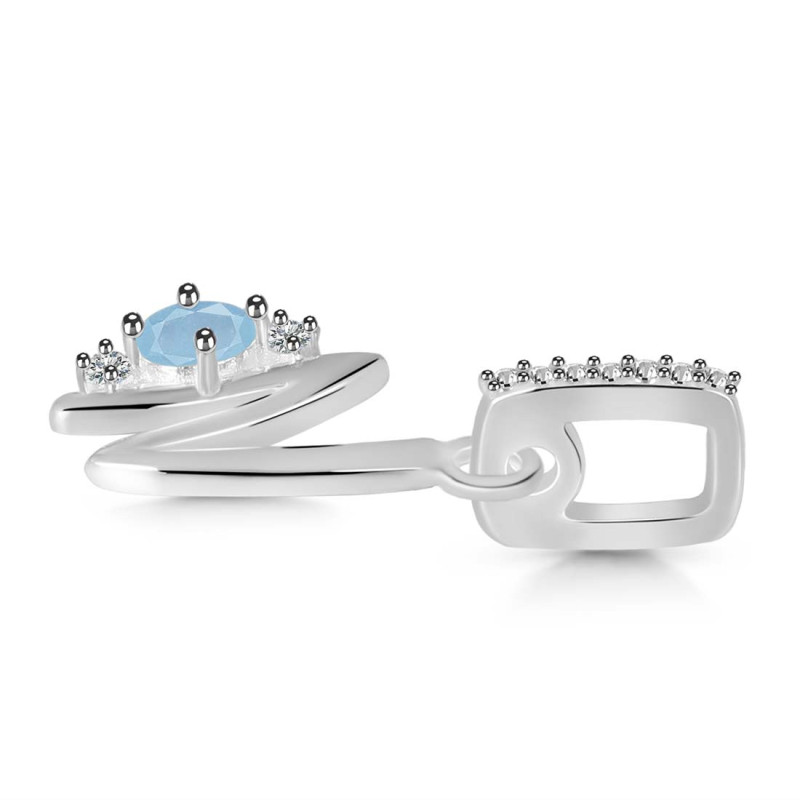 Aquamarine & White Topaz Alphabet N Pendant
