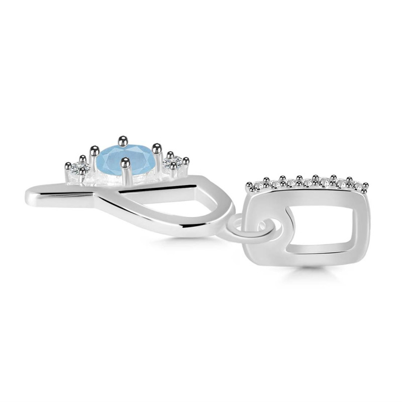 Aquamarine & White Topaz Alphabet P Pendant