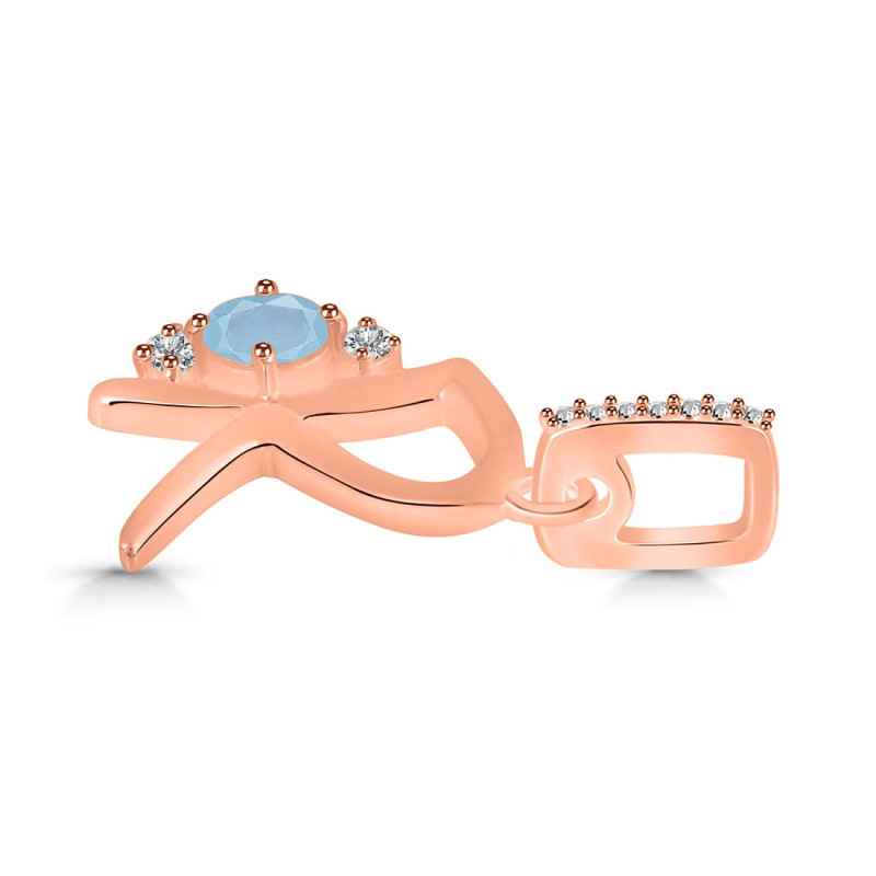 Aquamarine & White Topaz Alphabet R Pendant AQM-RDA-44.