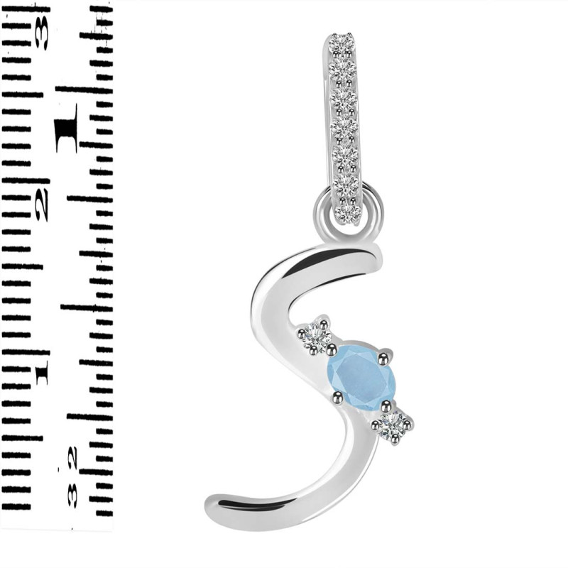 Aquamarine & White Topaz Alphabet S Pendant AQM-RDA-45.