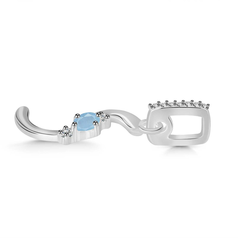Aquamarine & White Topaz Alphabet S Pendant