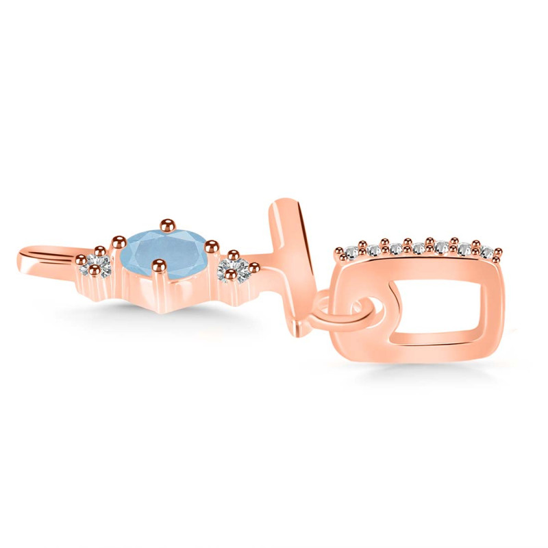 Aquamarine & White Topaz Alphabet T Pendant AQM-RDA-46.