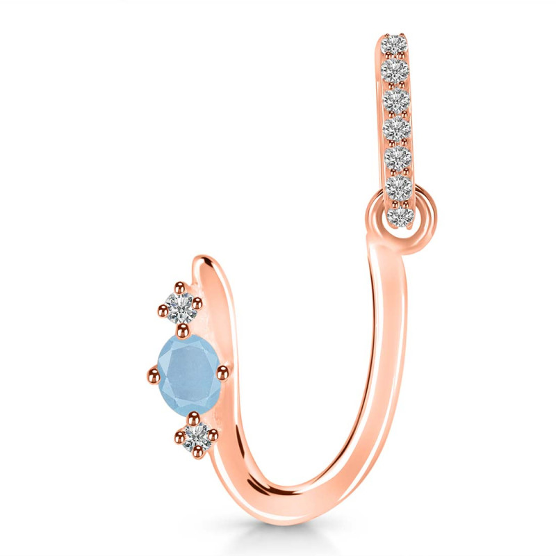 Aquamarine & White Topaz Alphabet U Pendant AQM-RDA-47.