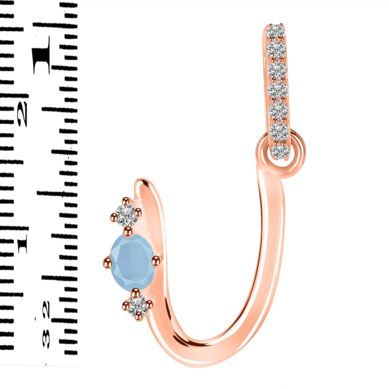 Aquamarine & White Topaz Alphabet U Pendant AQM-RDA-47.