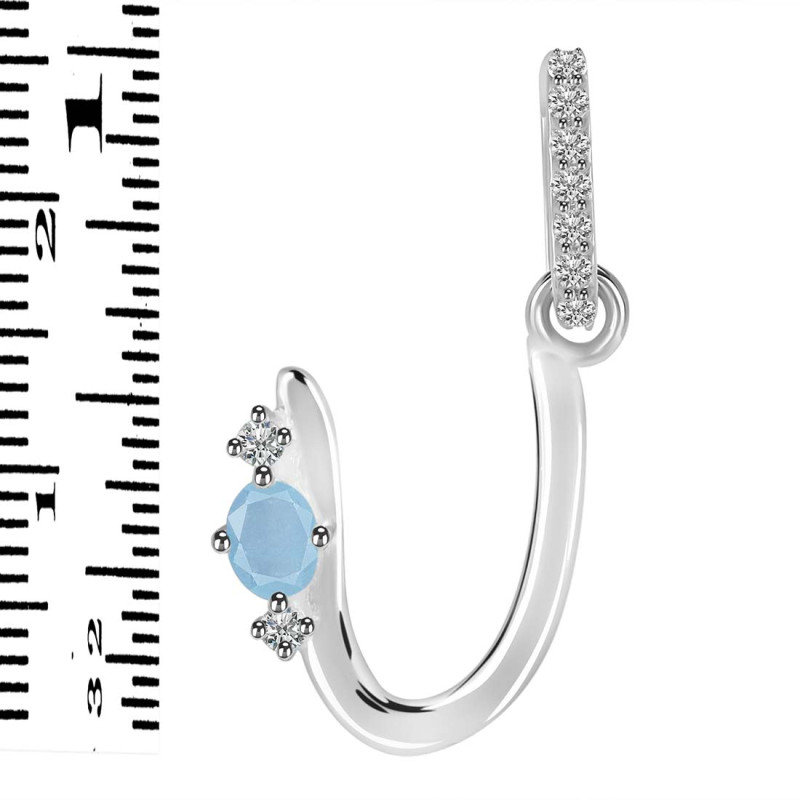 Aquamarine & White Topaz Alphabet U Pendant AQM-RDA-47.