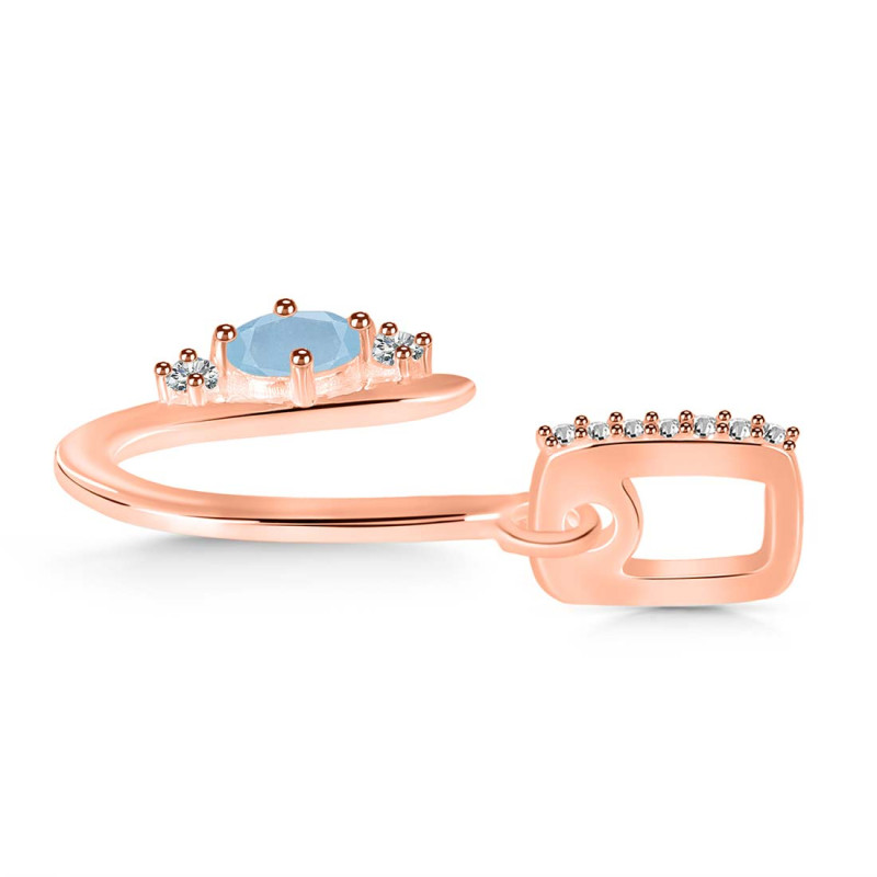 Aquamarine & White Topaz Alphabet U Pendant AQM-RDA-47.