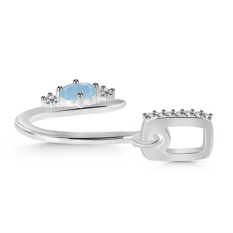 Aquamarine & White Topaz Alphabet U Pendant