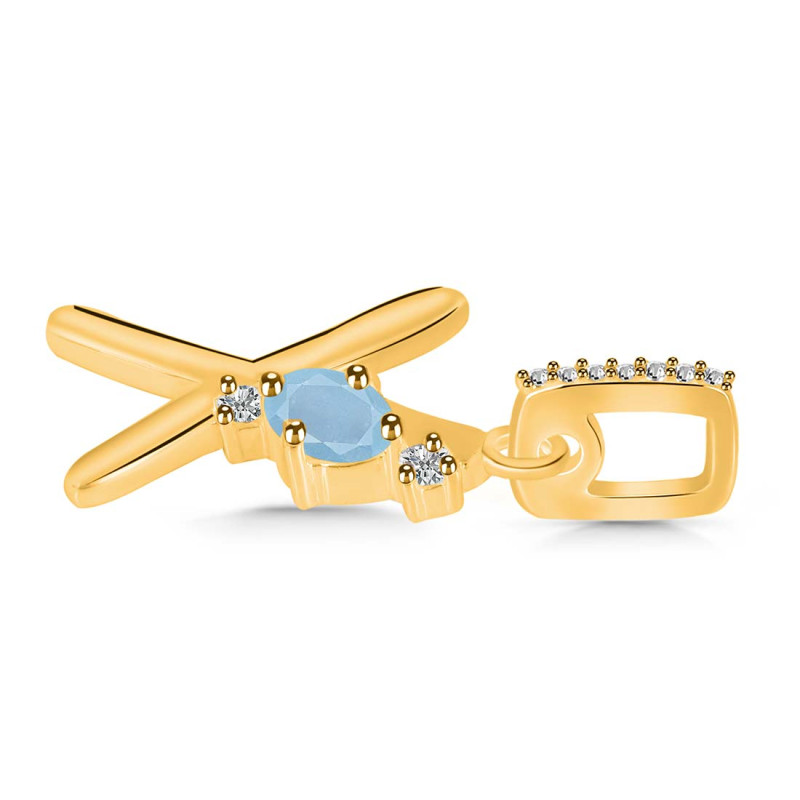 Aquamarine & White Topaz Alphabet X Pendant AQM-RDA-50.