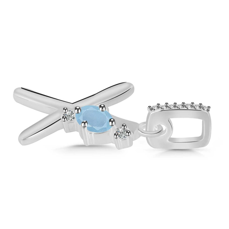 Aquamarine & White Topaz Alphabet X Pendant