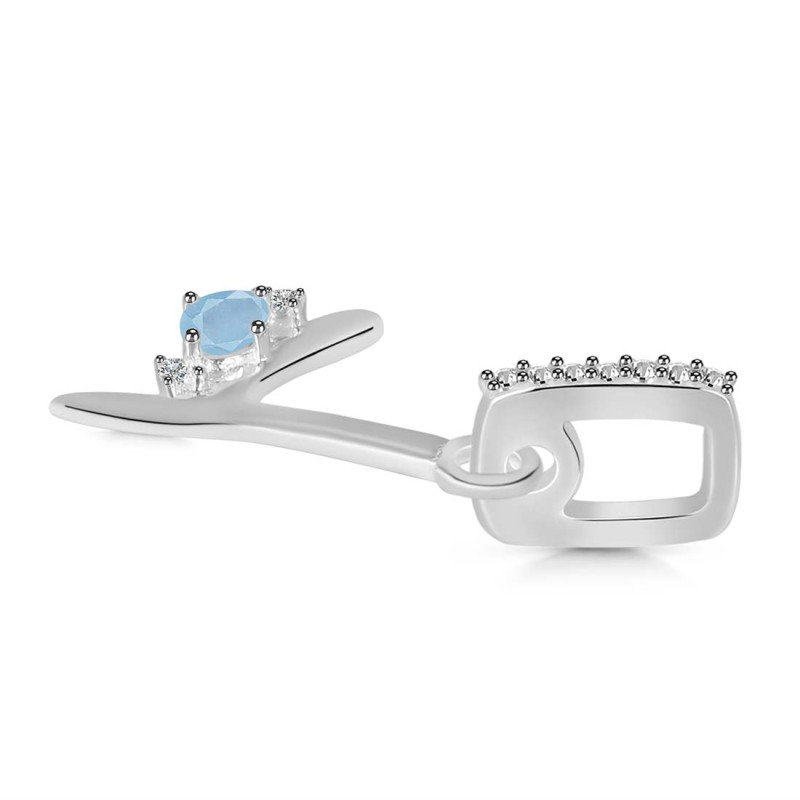 Aquamarine & White Topaz Alphabet Y Pendant