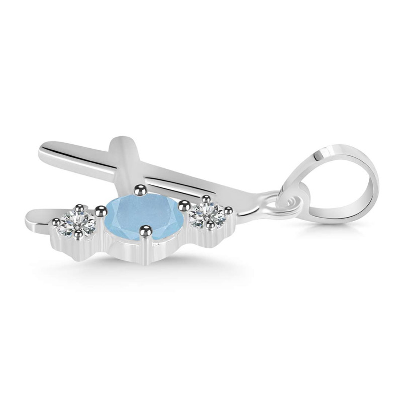 Aquamarine & White Topaz Alphabet A Pendant