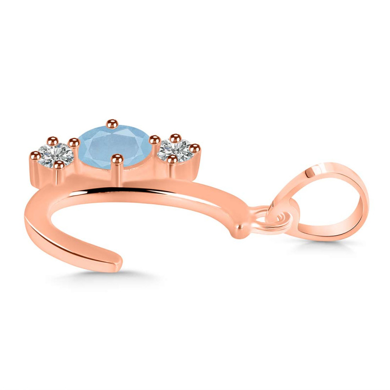 Aquamarine & White Topaz Alphabet C Pendant AQM-RDA-55.