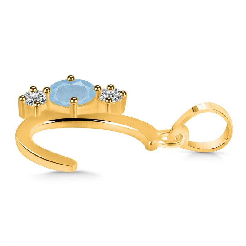 Aquamarine & White Topaz Alphabet C Pendant AQM-RDA-55.