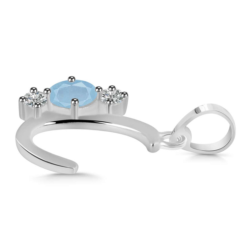Aquamarine & White Topaz Alphabet C Pendant